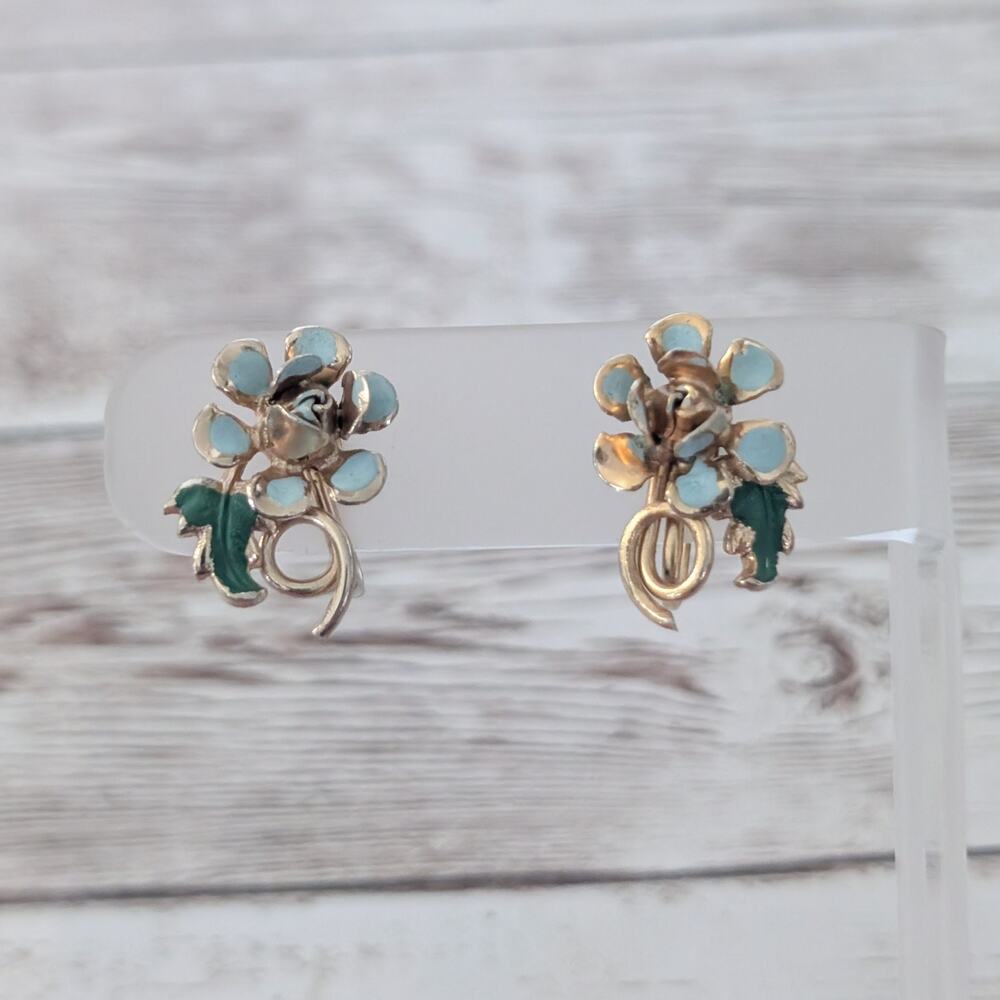 Vintage Screw On Earrings Flower Shape - Condition Issues